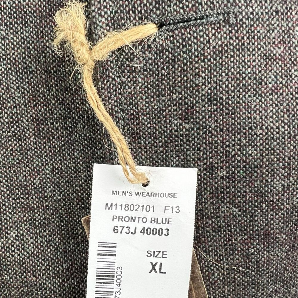 Pronto Uomo Blue Men's Brown Wool Blend Tweed Blazer Coat Jacket XL Slim Fit - Picture 6 of 12